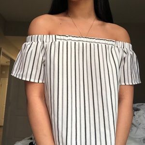striped off the shoulder top